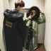 Couple cotton coat nam 2017 mùa đông mới của Hàn Quốc phiên bản của phần dài lỏng lông cổ áo coat over đầu gối nam giới và phụ nữ quần áo bông áo khoác hoodie Trang phục Couple