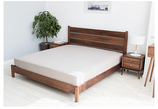 Giường ngủ gỗ cứng Jingyan thiết kế nguyên bản Giường đôi Bắc Âu 1,8 m 1,5 gỗ óc chó đen đơn giản hiện đại - Giường giường tầng đẹp
