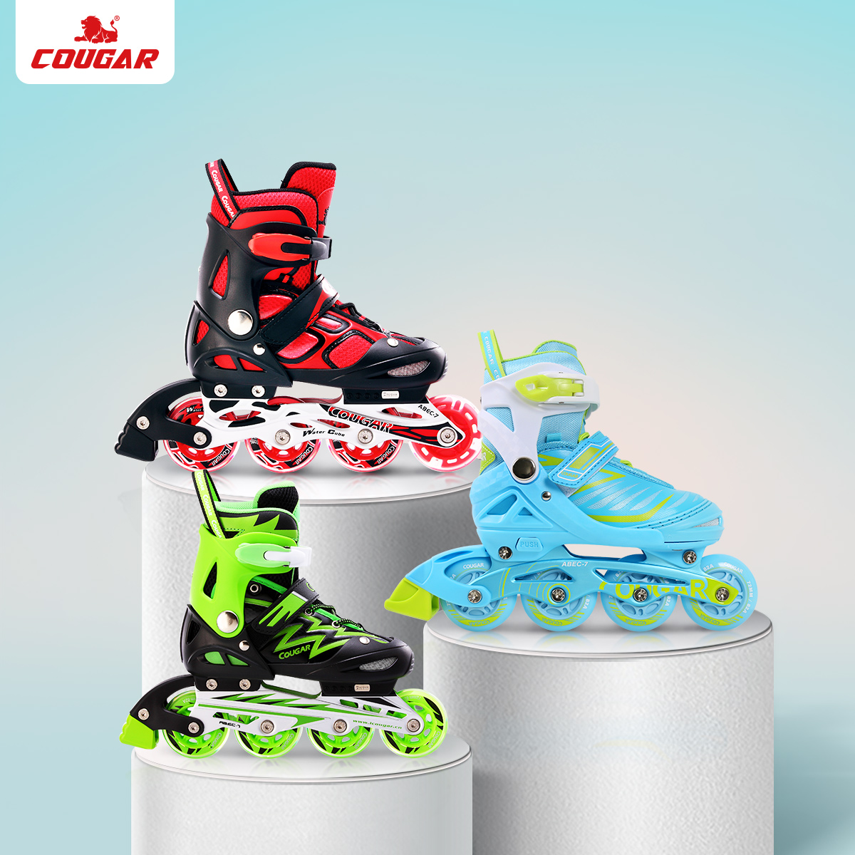 Cougar Skates Kids Full Set Beginner Skates Roller Skates Boys Boys Boys Pulley Shoes Roller Skates Roller Skates