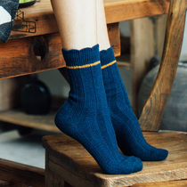 Request Dispensers Day Series Wool Thicken Lace Autumn Winter Medium Socks Korean Version Sweet Beauty Retro Jacquard Warm Heaps Stocking Socks