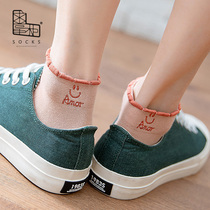 Request Dispensers Boat Socks Female Spring Summer Pure Cotton Thin DAY DEPARTMENT CUTE LITTLE SOBER LETTERS EMBROIDERED SWEET SHORT DRUM SOCKS