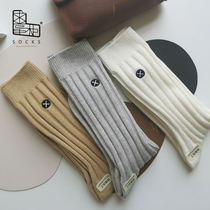 Begging Dispensers Male Socks Coarse Stick Knit Embroidered Warm Nordic Neutral Tooling Wind Suction Sweaty Antibacterial Deodorant High School Silo Socks
