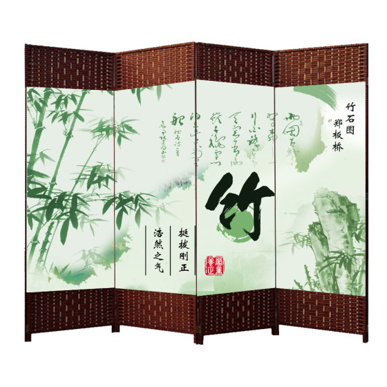 Rattan screen blocking partition wall living room folding movable hotel restaurant restaurant private room office flat wind curtain