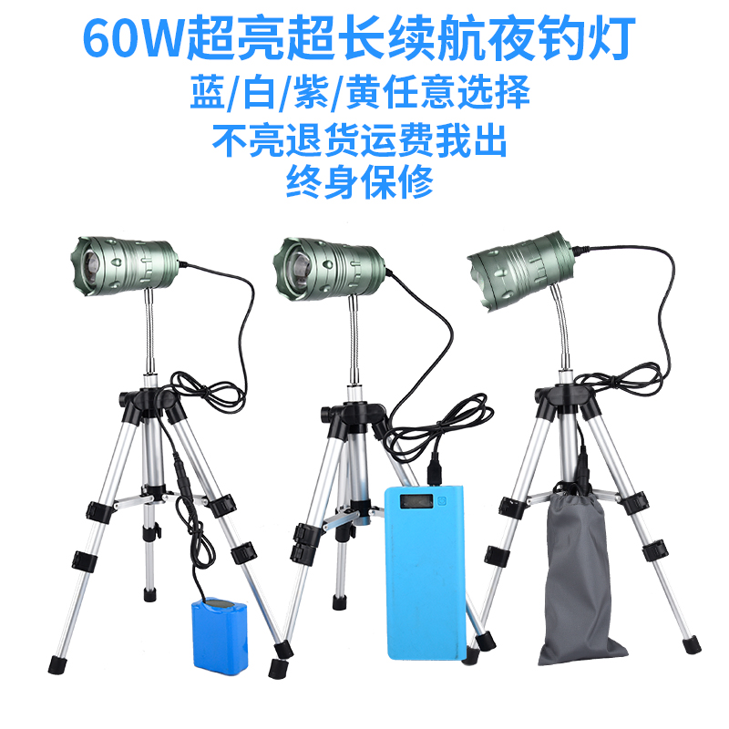 Intense Light Fishing Light Night Fishing Light Blue Light Super Bright Special Price High Power Fishing Gear Outdoor Table Fishing Double Light Source Flashlight