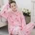 Đồ ngủ mùa đông nữ dễ thương dài tay flannel dịch vụ nhà mùa xuân và mùa thu dày lông cừu san hô cardigan cardigan ngọt ngào kích thước lớn phù hợp các kiểu đồ bộ mặc ở nhà đẹp Bộ Pajama