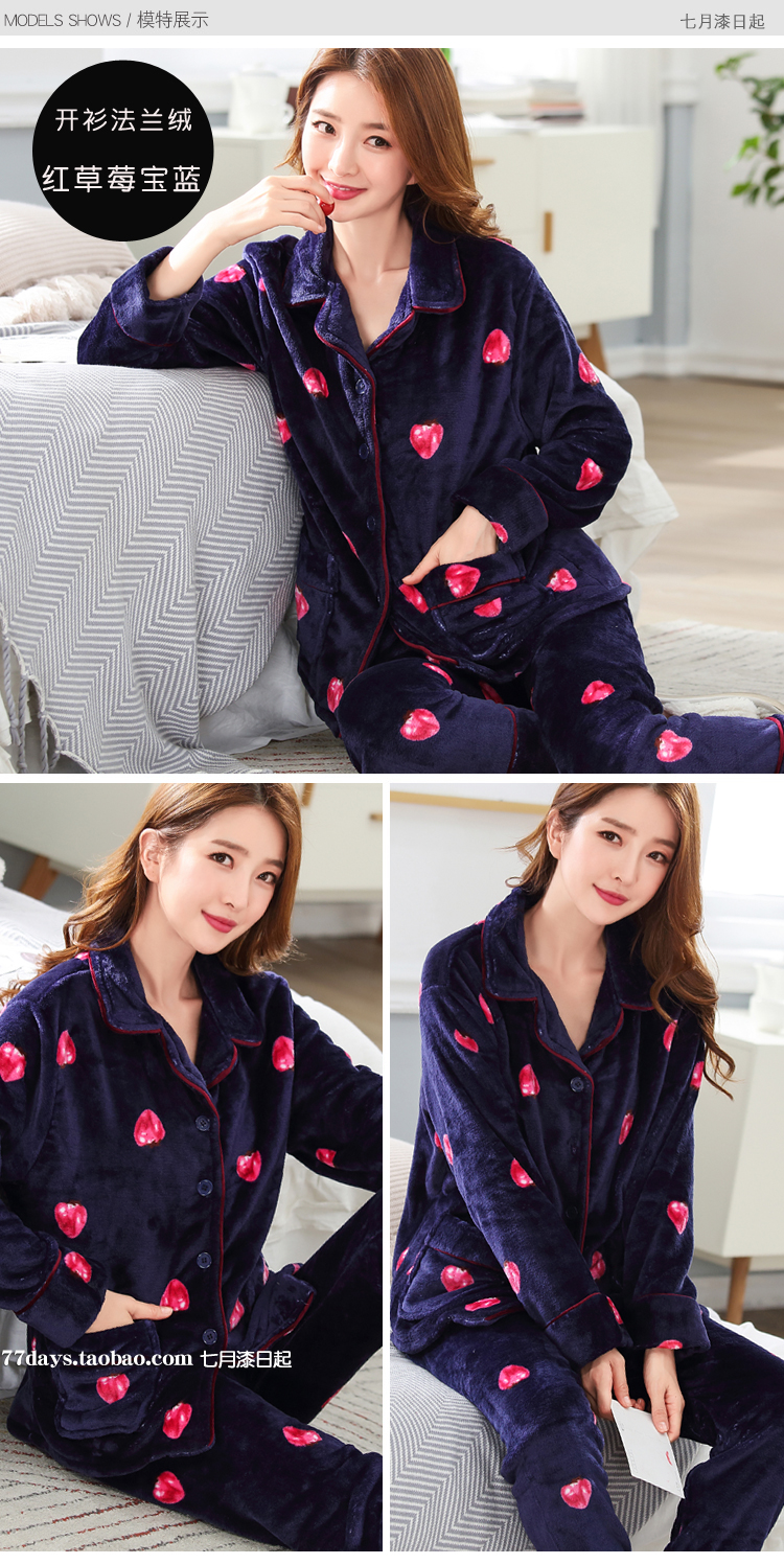 Đồ ngủ nhung san hô của phụ nữ mùa thu đông phiên bản Hàn Quốc có thể được mặc bên ngoài dài tay dày áo len ấm áp phù hợp với dịch vụ nhà flannel những kiểu đồ bộ may đẹp