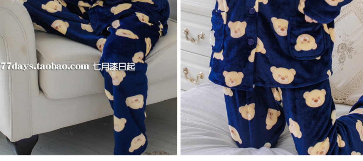 Đồ ngủ mùa đông nữ dễ thương dài tay flannel dịch vụ nhà mùa xuân và mùa thu dày lông cừu san hô cardigan cardigan ngọt ngào kích thước lớn phù hợp đồ bộ nam
