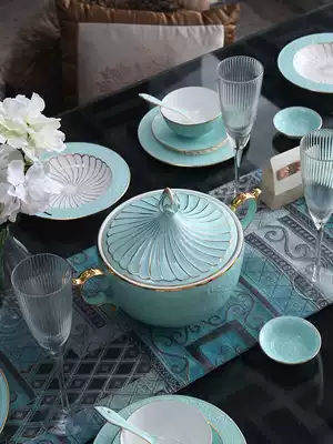 Cutlery set European luxury ceramics high color value simple bone china household porcelain light luxury dish plate combination gift