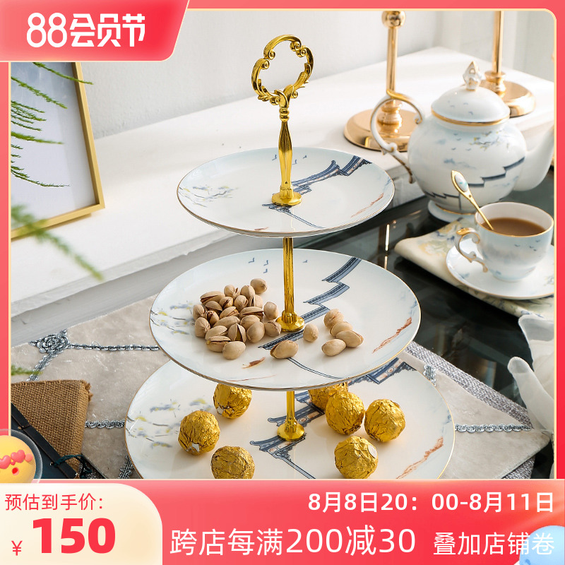 New Chinese Fruit Disk Multi-layer Modern Creative Household Luxury Little Delicious Two-layer Snacks Pallet Cake