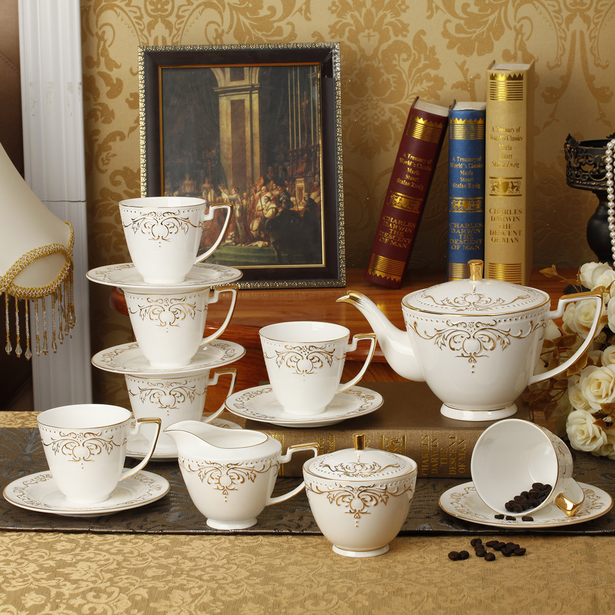 European style afternoon tea set ingrid British ceramic cup dish of tea sets ceramic coffee set fruit bowl