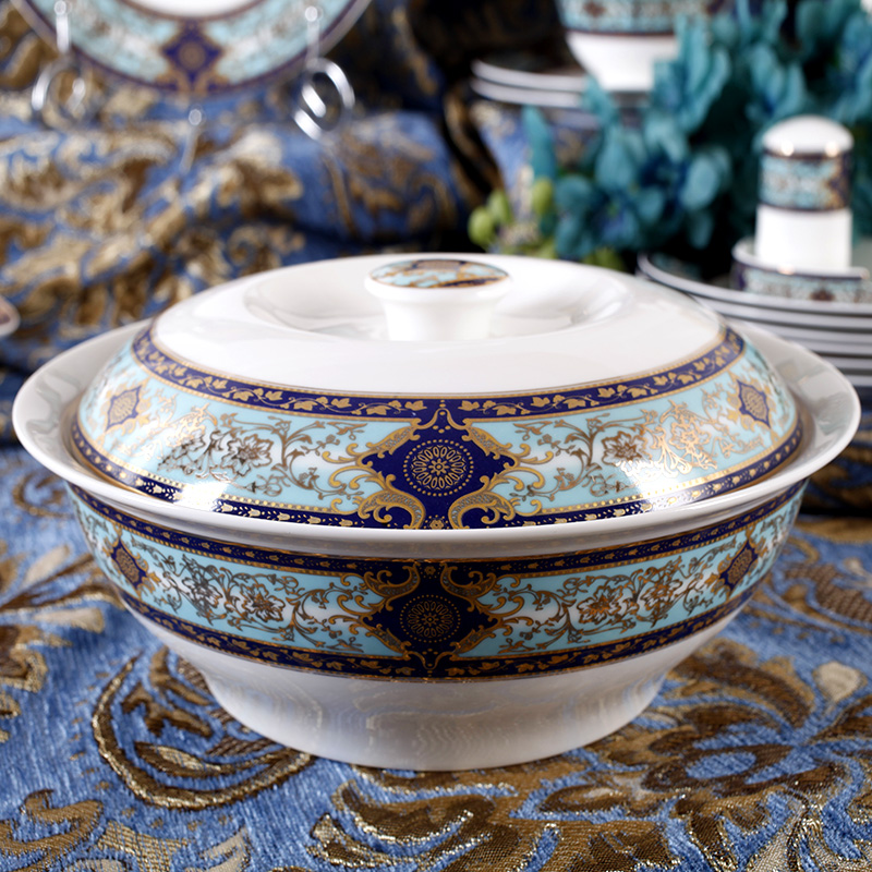 Dishes European ceramic bowl of plates of ipads porcelain available household microwave tableware western - style porcelain