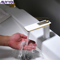 German AUYYO full copper surface basin tap toilet washbasin white table basin hot and cold tap black