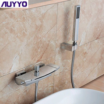 German AUYYO all-copper waterfall bathtub tap bathroom shower hanging wall-type cylinder edge hot and cold shower