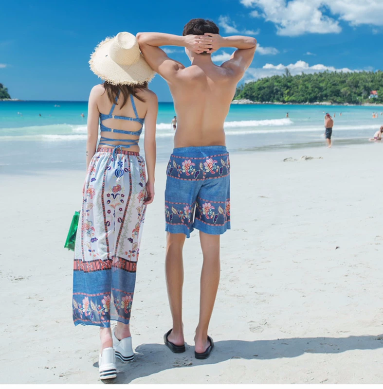 Cặp đôi đồ bơi mới bảo thủ che bụng bikini ba mảnh đi biển kỳ nghỉ quần nam đi biển mùa xuân áo tắm nóng 	đồ đôi đi biển big size
