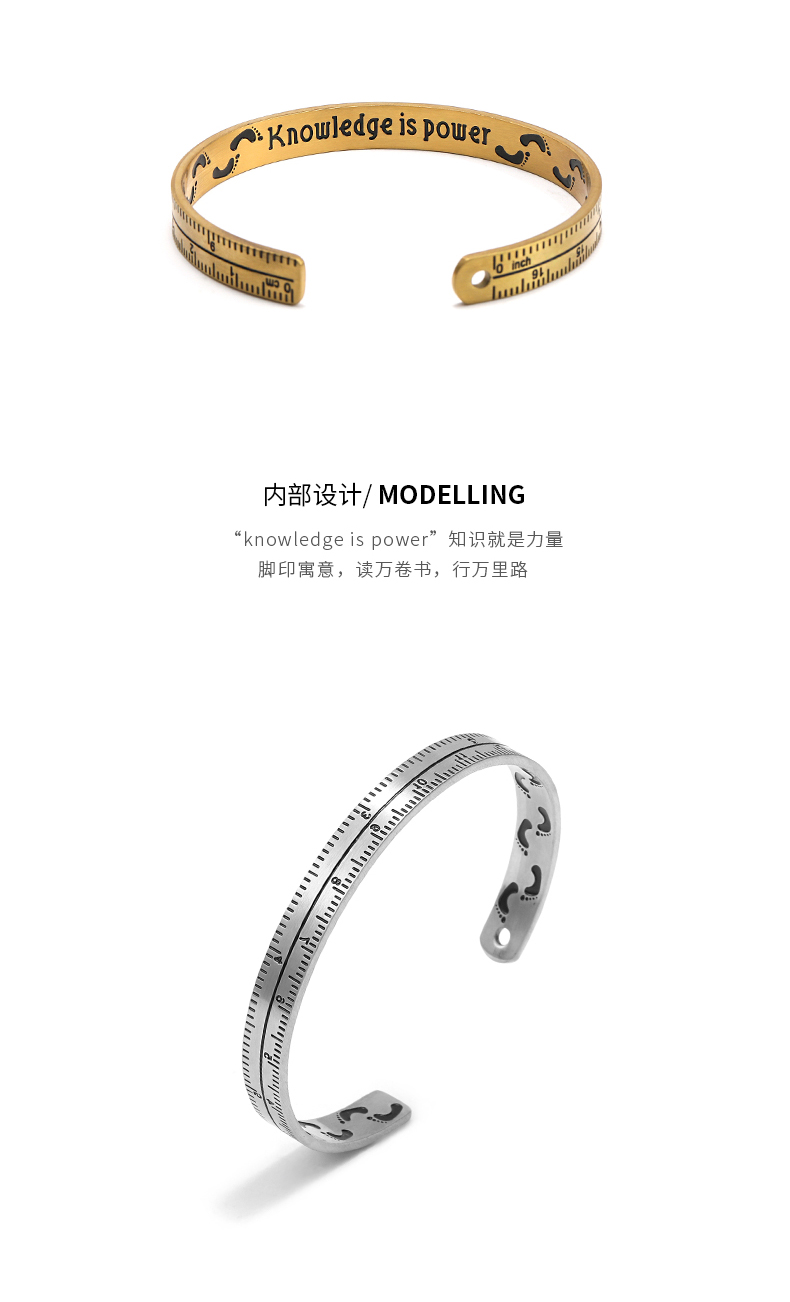 Tide thương hiệu thước kẻ vòng đeo tay nam hipster retro hoang dã đơn giản vòng đeo tay chéo kim loại thép titan vòng đeo tay nam trang sức vòng phong thuỷ