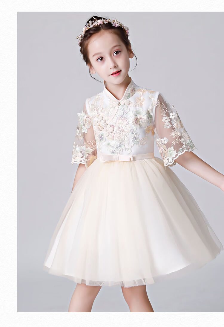 Váy cô gái hoa Trung Quốc váy cưới sườn xám váy 2018 mới catwalk violin trang phục trẻ em công chúa váy quần áo em bé