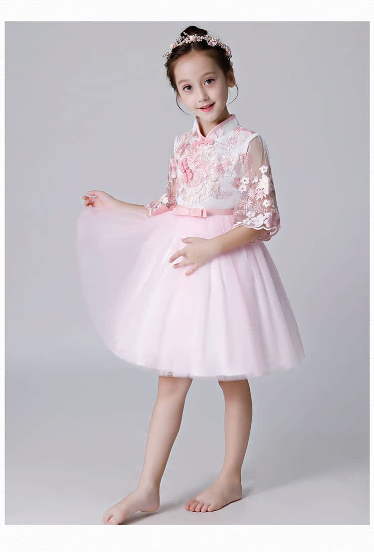 Váy cô gái hoa Trung Quốc váy cưới sườn xám váy 2018 mới catwalk violin trang phục trẻ em công chúa váy quần áo em bé