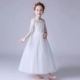 Đầm trẻ em ăn tối công chúa phồng váy hoa trắng cô gái ăn mặc mùa đông đàn piano biểu diễn trang phục biểu diễn - Váy trẻ em
