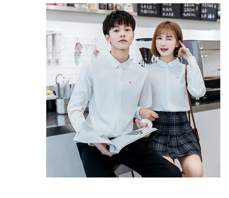 Những người yêu thích ảnh cưới trái tim áo sơ mi trắng sơ mi dài tay cotton nam mẫu nữ áo khoác sơ mi nam
