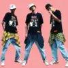ACU High Street fake hem layered fake two-piece plaid shirt Wild men and women trendy hip hop belt decorative skirt