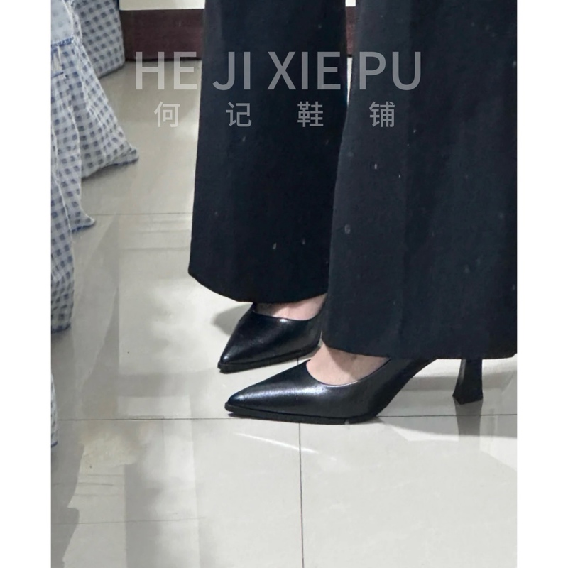 New Black Waterproof Platform High Heels for Women, Mid-Heel, Autumn and Winter, Elegant and Sexy, Pointed Toe, Suitable for Commuting and Professional Wear, Comfortable and Not Tiring for the Feet