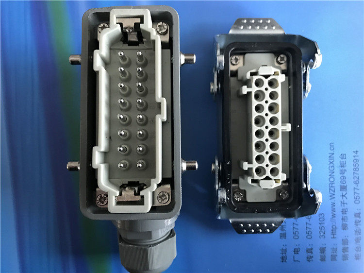 Rongxin HE-016-M F heavy-duty connector plug 16 core 16A male and female core rectangular connector hot runner side