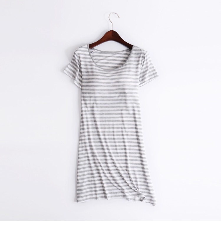 Mùa hè nữ Modal với áo ngực váy ngủ pyjama tay áo ngắn miễn phí bra phiên bản Hàn Quốc của phần mỏng lỏng kích thước lớn nhà đầm đầm nữ đẹp