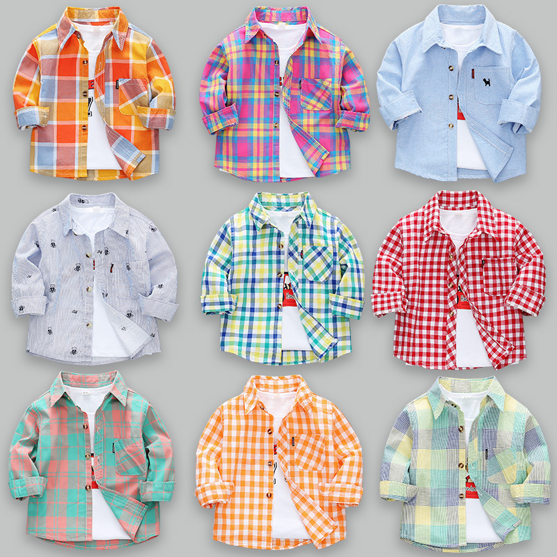 Long-sleeved children's cotton spring and autumn children's shirts Western style tide 2022 new boys' shirts boys and girls shirts