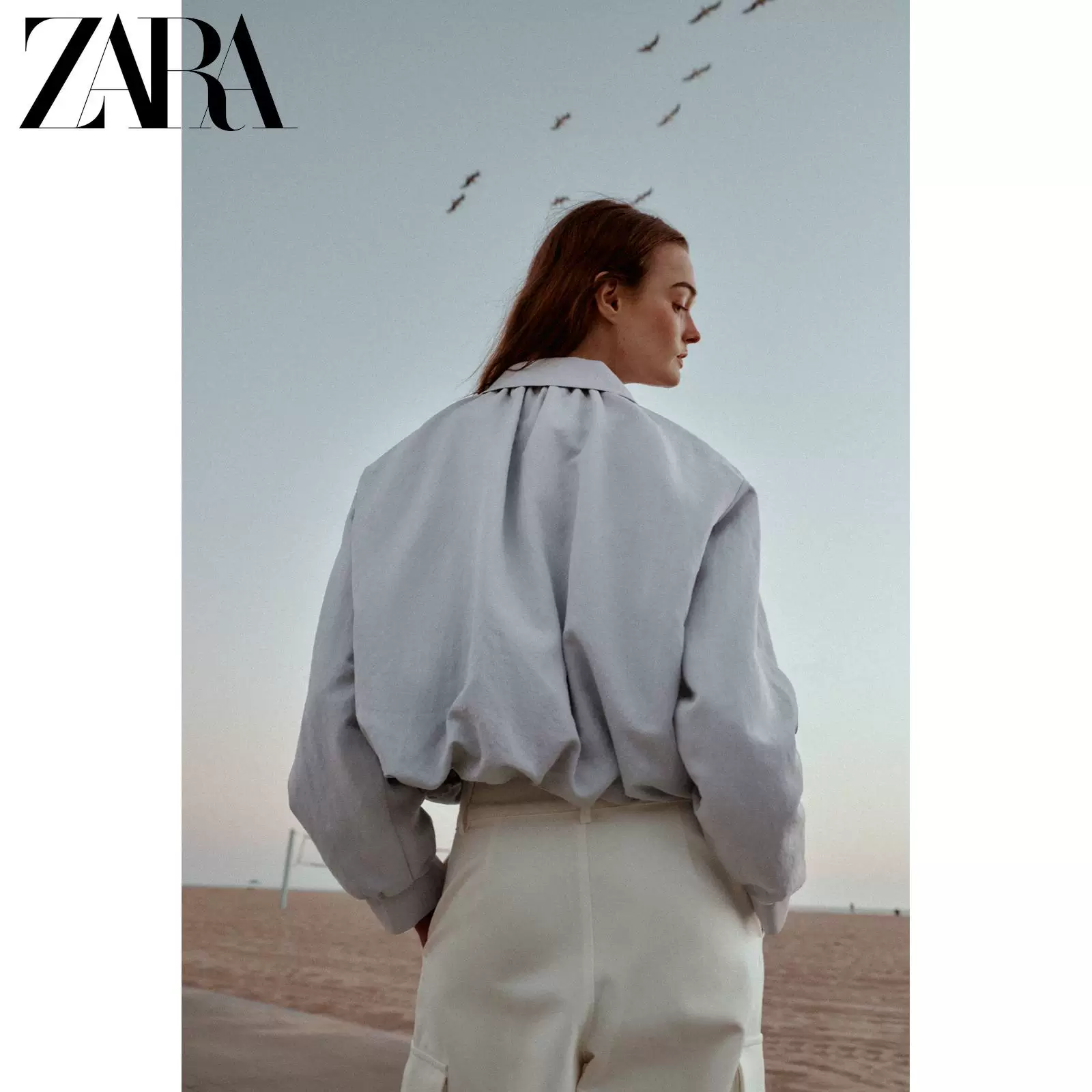 Весенне-летний новый поступление ZARA женская куртка-бомбер с длинным рукавом 'balloon' 6318039 403