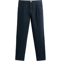 ZARA24 new autumn products mens blue pure linen slim straight casual trousers 6861449 400