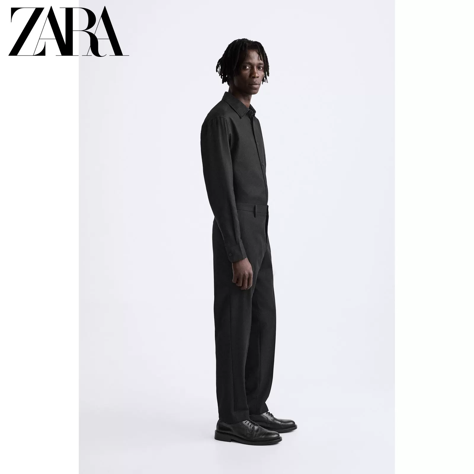 ZARA Черная рубашка, узкий крой