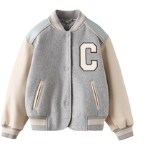 ZARA 2024 new autumn products childrens clothing girls patchwork varsity style long-sleeved jacket 5854702 803
