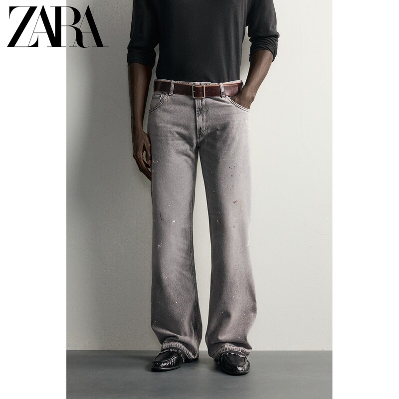Zara2026 Autumn New Collection Men's Clothing Ink-Splash Effect Printed Low-Waist Flared Jeans 0840282 802