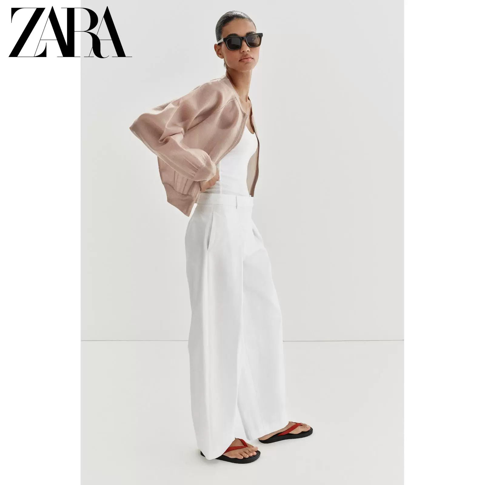 ZARA 2026 весна-лето новые поступления женская вязаная куртка-бомбер длинным рукавом круглой горловиной, № 9598043 713