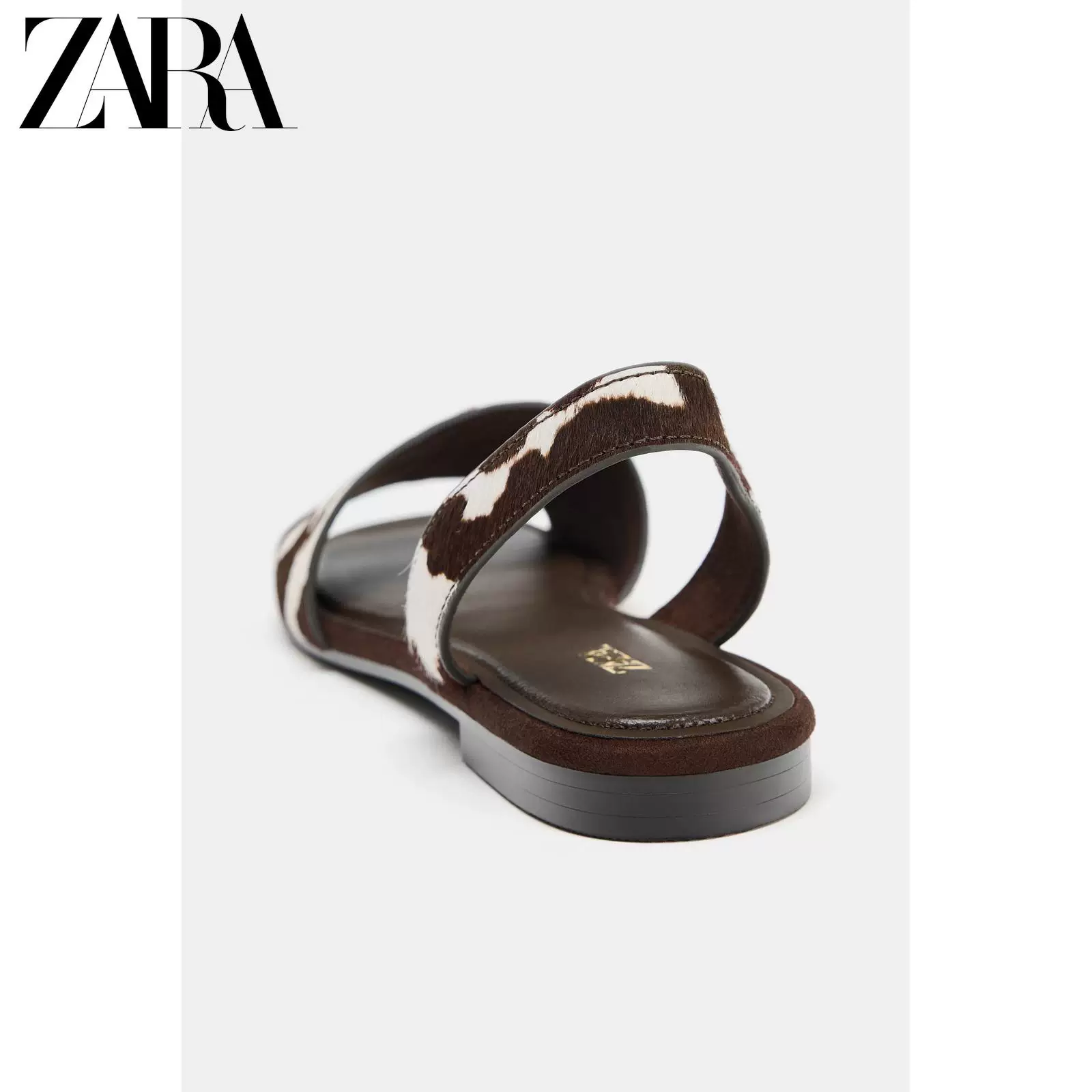 ZARA 2026 год весна-лето новые товары Женская обувь Искусственный мех Кожа Распечатанные балетные сандалии 2604710 202