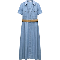 ZARA24 new summer products womens clothing belted shirt style midi dress long skirt 7929052 406