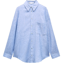 ZARA24 Spring New Products Womens Dress Striped Linen Blend Shirt 4387054060