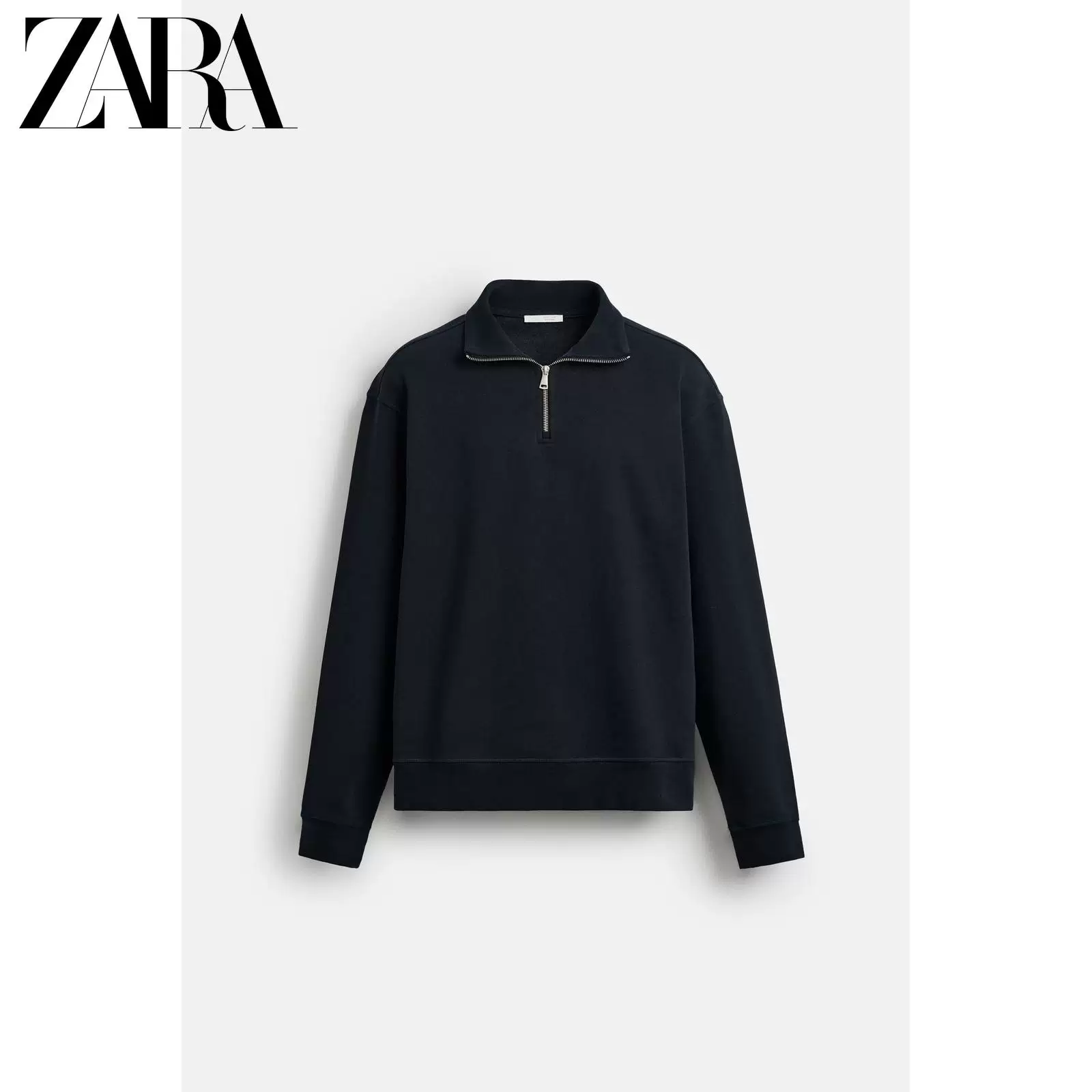 ZARA 2025 Autumn New Products Men's Basic Half-Zip Slim Straight Sweatshirt 0761311 803