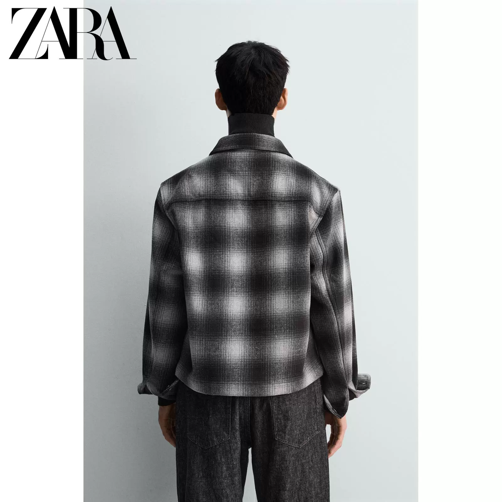 ZARA 2025 Зимние новинки мужская свободная лацканная рубашка с длинным рукавом клетчатая куртка 4391900 084