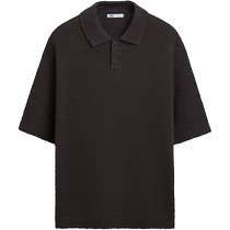 ZARA24 new summer product mens brown terry jacquard lapel short-sleeved POLO shirt 9598323 700