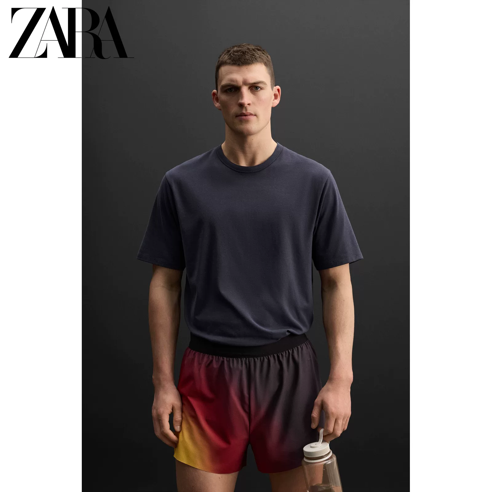 ZARA Новый продукт спортивной серии мужская многокрасочная базовая футболка для тренинга 0761400