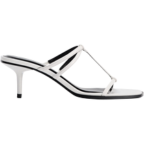 ZARA 2024 autumn new womens shoes white drawstring hemmed square toe high-heeled sandals 3318410 850