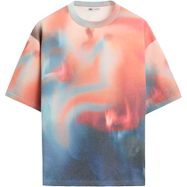 ZARA24 new summer product mens loose orange printed knitted round neck short-sleeved T-shirt 7140301 615