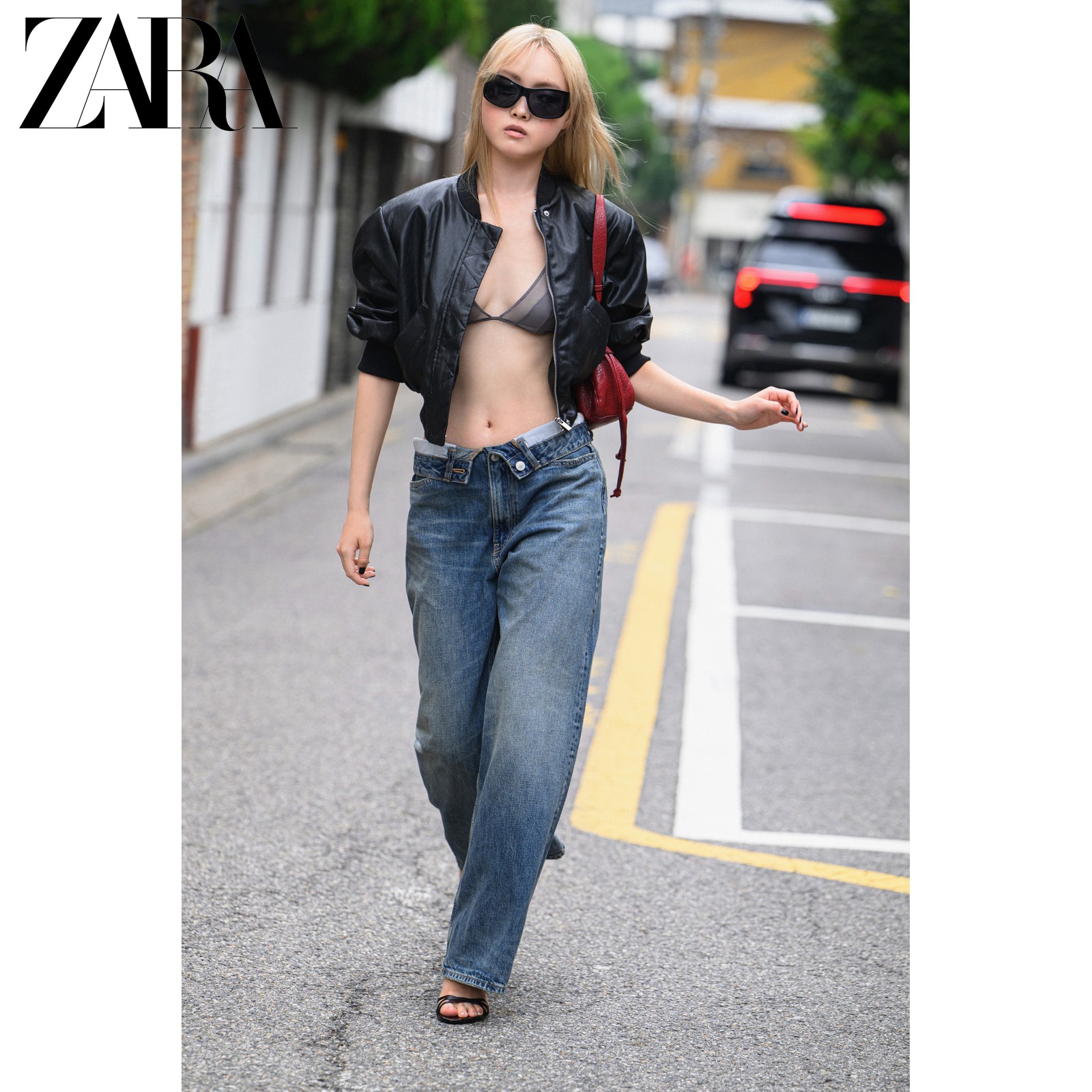 ZARA2026, новинка ранней осени, женские джинсы TRF со средней талией и широкими складками на талии 4365222 401