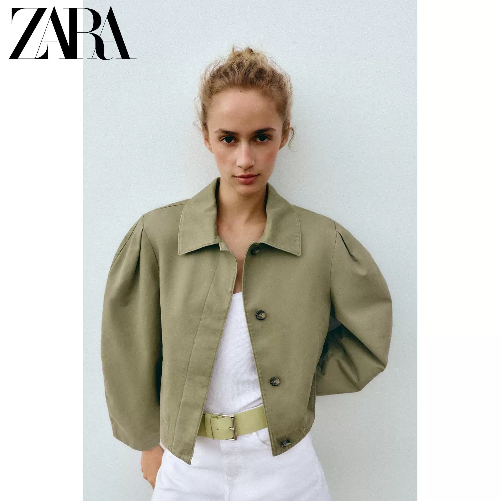 ZARA 26 новая весна и лето женская одежда длинный рукав лацкан стиранный эффект короткая куртка 6119020 505