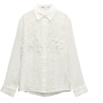 ZARA24 new summer product womens ZW series crochet detail decorated linen shirt 4786074 712