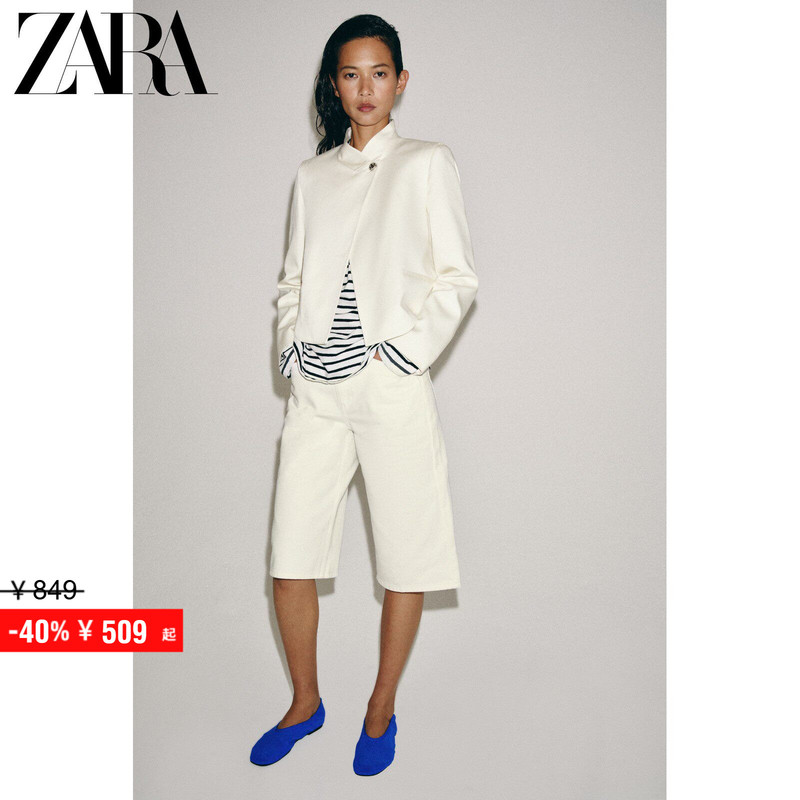 Zara Discount Season Women's Clothing Zw Series Long-Sleeved High-Neck Short Blazer 2996398 712 Zara Discount Season Women's Clothing Zw Series Long-Sleeved High-Neck Short Blazer 2996398 712