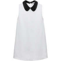 ZARA24 new autumn products womens beaded round lapel white sleeveless dress 8851106 250
