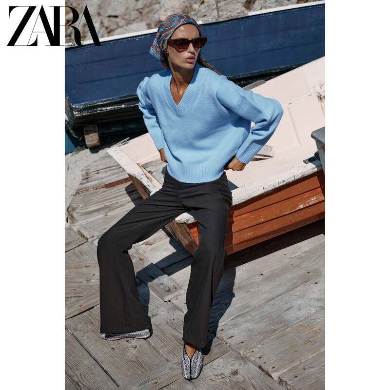 Zara2026 Autumn New Products Women's Long Sleeve V-Neck Soft Touch Knit Sweater 2142192 423