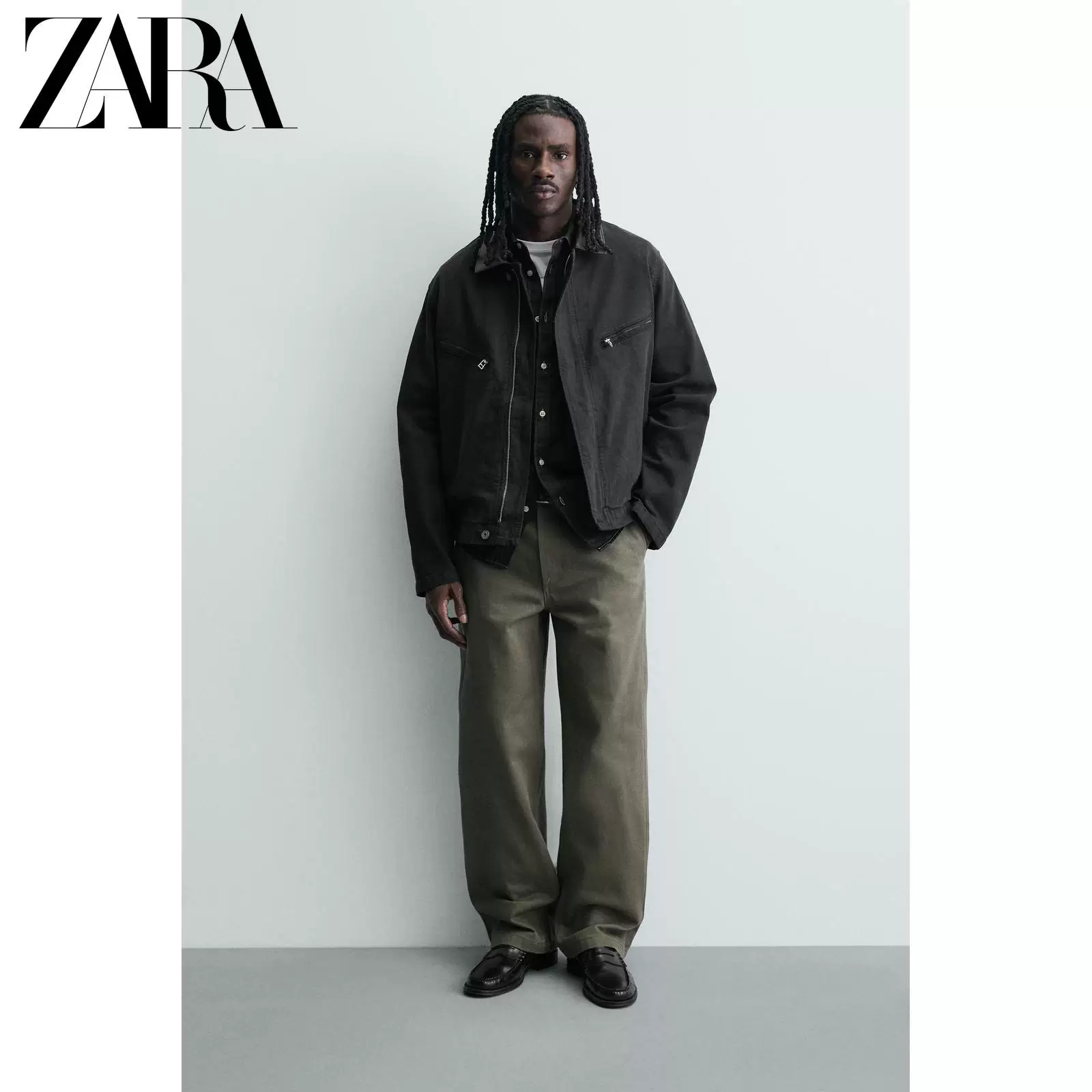 ZARA 2026 весна-лето новые поступления мужская свободная джинсовая куртка с разрезами по груди, лацканы, 0122477 800